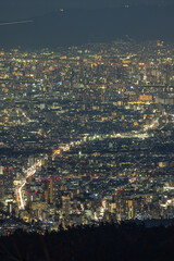 日本　兵庫県神戸市の六甲山天覧台から眺める大阪市街地の夜景