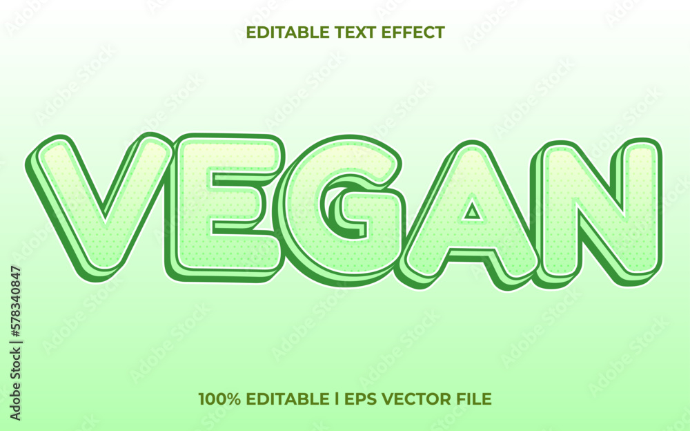 Poster vegan 3d text effect and editable text, template 3d style use for game tittle