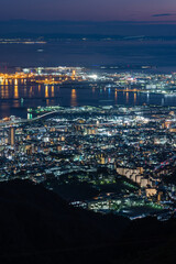 日本　兵庫県神戸市の六甲山天覧台から眺める神戸市街とポートアイランドの夜景