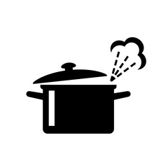 Cooking pot vector icon on white background