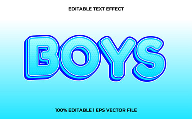 Boys 3d text effect and editable text, blue template 3d style use for game tittle