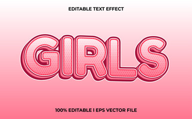 Girls 3d text effect and editable text, pink template 3d style use for game tittle