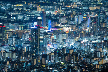 Fototapeta na wymiar 日本　兵庫県神戸市の六甲山天覧台から眺める神戸市街地の夜景