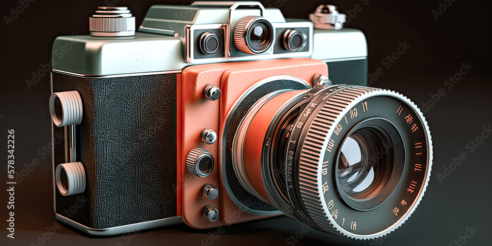Poster a mysterious and unachievable camera that never existed, a retro 35mm with a captivating design - ge