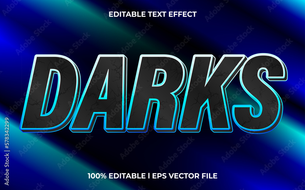 Poster darks 3d text effect and editable text, template 3d style use for game tittle