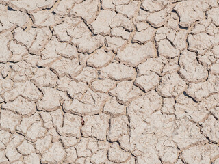 Texture of the dried earth with clay and sand, close-up