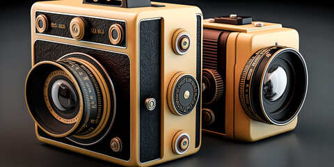 An impossible 35mm camera, inspired by retro styles and crafted from the imagination, was never made real - generative ai.