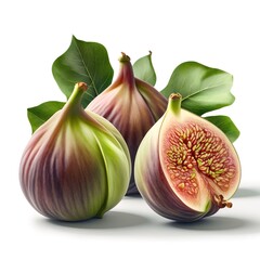 Obraz premium Tasty fig fruits isolated on white background, AI generative