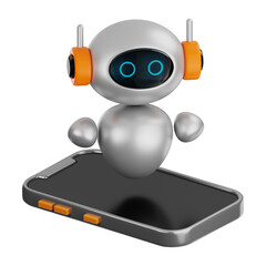 Premium robotic technology artificial intelligence robot icon 3d rendering on isolated background PNG