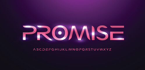 Promise font alphabet letters outline linear contour typography techno digital characters.