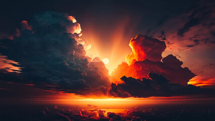 Beautiful sunrise or sunset sky with clouds background.