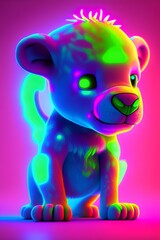 Cute neon leon with - generative ai