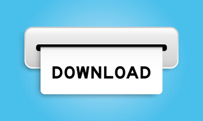 White coupon banner with word download from machine on blue color background