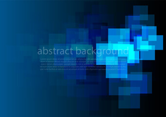 Abstract technology futuristic digital graphic concept square pattern with lighting glowing particles square elements on blue background. Vector illustration.