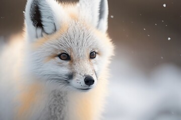 Obraz premium Portrait of an Arctic fox in the snow, generative ai