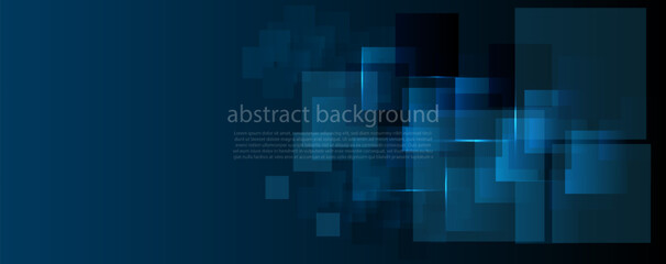 Abstract technology futuristic digital graphic concept square pattern with lighting glowing particles square elements on blue background. Vector illustration.