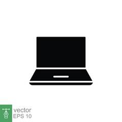 Fototapeta premium Laptop icon. Simple flat style. Notebook, computer, pc, desktop, portable device concept. Black silhouette symbol. Vector illustration isolated on white background. EPS 10.