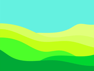 Obraz premium Natural landscape in a minimalistic style. Plains and mountains, fields and meadows. Typographic boho decor for prints, posters and interior design. Mid Century modern decor. Vector illustration