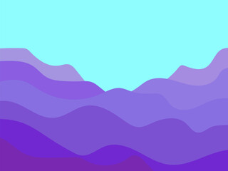 Wavy landscape in a minimalist style. Desert landscape with blue skies.  Boho decor for prints, posters and interior design. Mid Century modern decor. Vector illustration