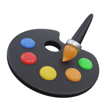 paint brush 3d icon illustration with transparent background