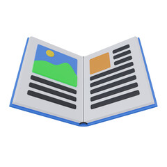 book 3d icon illustration with transparent background