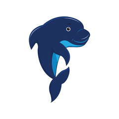 Sea dolphin design. Marine animals underwater. Colorful, cute illustrations for clothes, pictures, wallpapers for kids. PNG