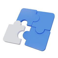 jigsaw puzzle 3d icon illustration with transparent background