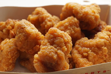 Close up of fried chicken popcorn