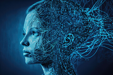 Abstract artificial intelligence brain technology background. Ai generated.