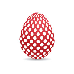 Easter Egg. Red polka dot holiday egg with shadow isolated on white. Flat. Vector illustration