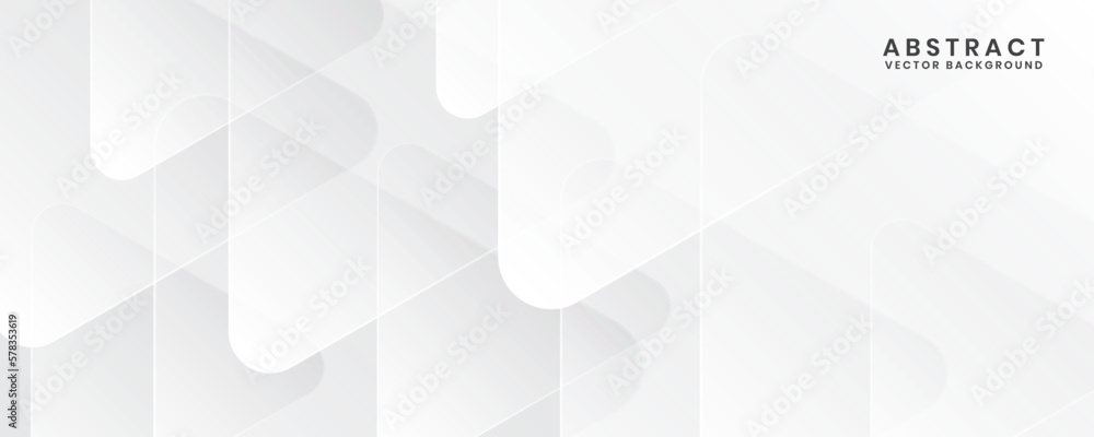 Poster 3d white geometric abstract background overlap layer on bright space with rounded triangles effect d