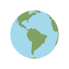 Globe world map. Planet earth flat vector illustration. Doodle map with continents and oceans.