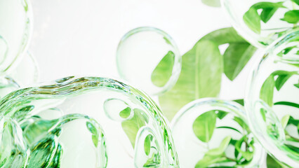 グリーンと水滴の清潔感ある背景, 環境 エコ アブストラクト サステナビリティ - obrazy, fototapety, plakaty