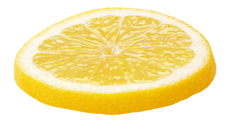 Slice of lemon citrus fruit isolated on transparent background. Full depth of field.