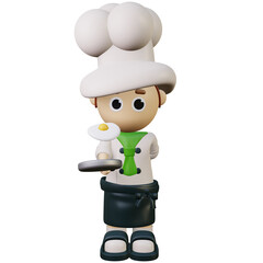3d cute character chef profession