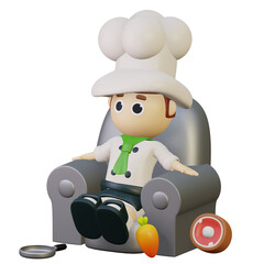 3d cute character chef profession