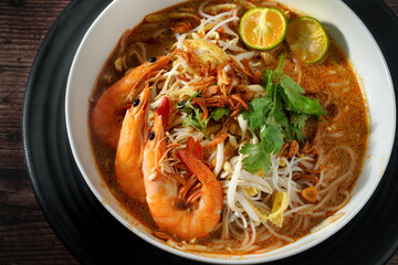 Sawarak Laksa in a white bowl