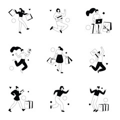 Bundle of Linear Style Customer Illustrations

