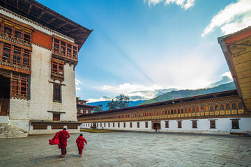 Inside the Trashi Chhoe Dzong in Thimphu, Bhutan