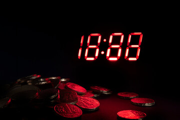 time is money, electronic clock and money