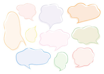 雲型のパステルカラーの吹き出しセット