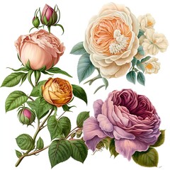 English garden rose isolated on white background clipart. generated by AI