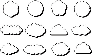 影付きもくもくの雲形フレームセット