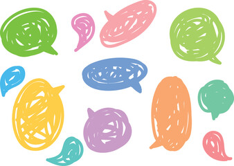 落書きみたいなカラフル円形吹き出しセット