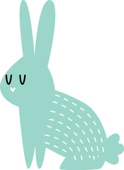 Hand drawn abstract rabbit flat illustration Wild animal design element