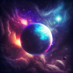 Obraz na płótnie Canvas Deep Cosmic Gradient with Star, Galaxy, and Nebula Background generative ai
