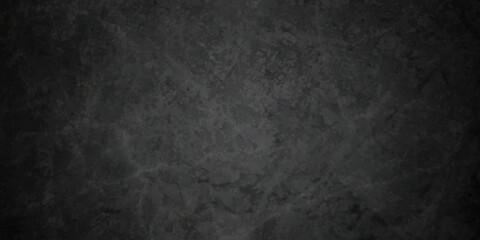 Fototapeta premium Dark black stone wall grunge backdrop texture background. monochrome slate grunge concrete wall black backdrop vintage marbled textured border background. 