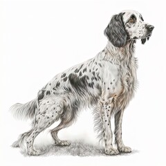 english setter drawing isolated on white background. generated by AI