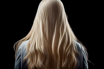 Long Shiny Blonde Hair, Rear View. Generative AI