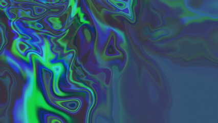 Fototapeta na wymiar blue holographic liquid with green tints